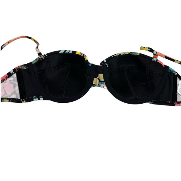 J. Crew Liberty Fabric Bikini 36B Top / Medium Bottom Black Pink Yellow - Picture 12 of 16